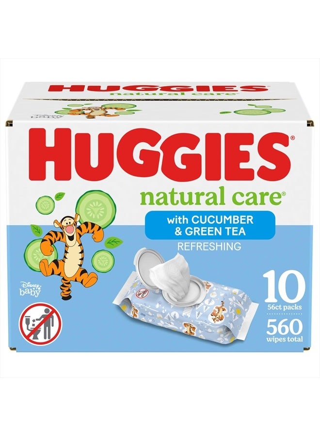 Huggies Natural Care Refreshing Baby Wipes, Hypoallergenic, Scented, 10 Flip-Top Packs (560 Wipes Total), Packaging May Vary - Image 1