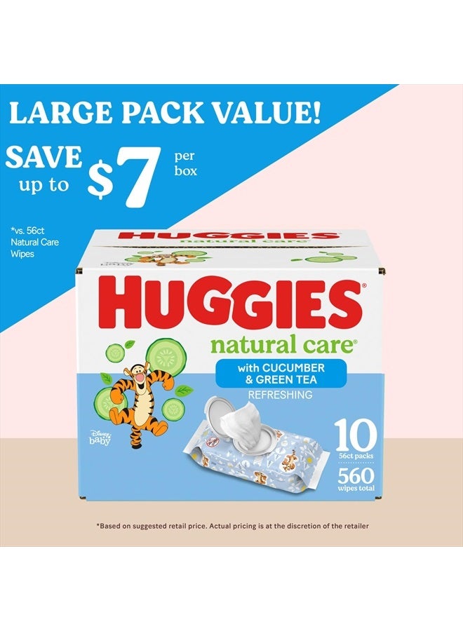 Huggies Natural Care Refreshing Baby Wipes, Hypoallergenic, Scented, 10 Flip-Top Packs (560 Wipes Total), Packaging May Vary - Image 2