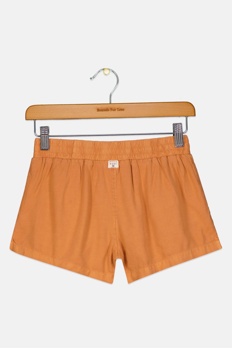 Billabong Kids Girl Plain Drawstring Beach Shorts, Brown - Image 2