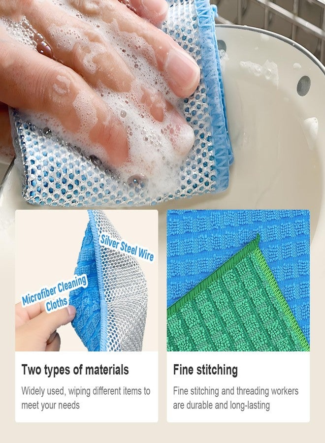 FALESHOS 20 pcs Multipurpose Wire Dishwashing Rags, Upgraded 2-Layer Non-Scratch Metal Wire Dish Cloths for Wet/Dry Use, Reusable for Kitchen & Cookware, Sinks Utensils Stovetops, Multicolor, 7.87"x7.87" - Image 3
