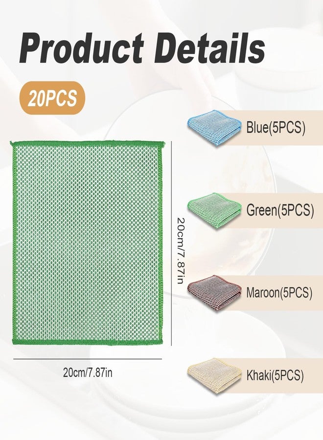 FALESHOS 20 pcs Multipurpose Wire Dishwashing Rags, Upgraded 2-Layer Non-Scratch Metal Wire Dish Cloths for Wet/Dry Use, Reusable for Kitchen & Cookware, Sinks Utensils Stovetops, Multicolor, 7.87"x7.87" - Image 2