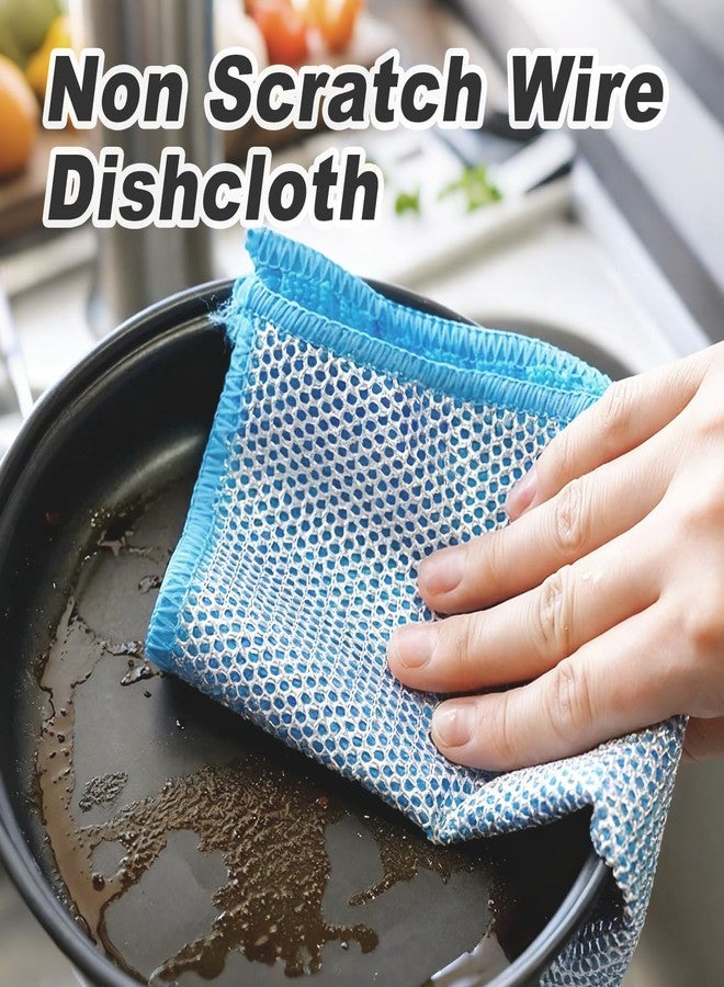 FALESHOS 20 pcs Multipurpose Wire Dishwashing Rags, Upgraded 2-Layer Non-Scratch Metal Wire Dish Cloths for Wet/Dry Use, Reusable for Kitchen & Cookware, Sinks Utensils Stovetops, Multicolor, 7.87"x7.87" - Image 5