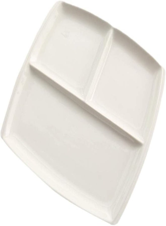 AKDC Hemoton Square Ceramic Divided Plate Three Compartments Fruit Dessert Porcelain Plate Tableware Divided Plate Tray Home Kitchen Decor (White) - Image 2