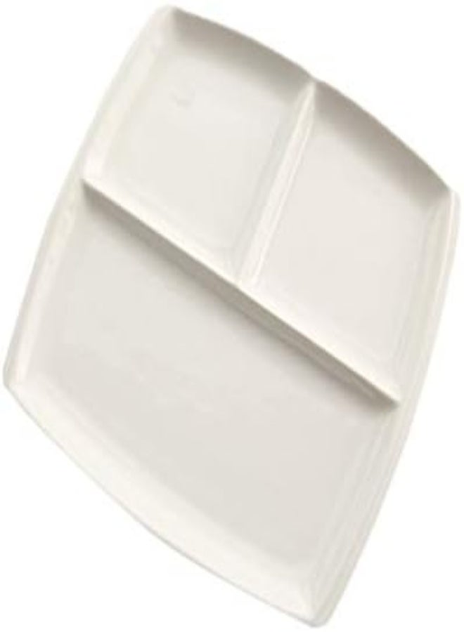 AKDC Hemoton Square Ceramic Divided Plate Three Compartments Fruit Dessert Porcelain Plate Tableware Divided Plate Tray Home Kitchen Decor (White) - Image 4