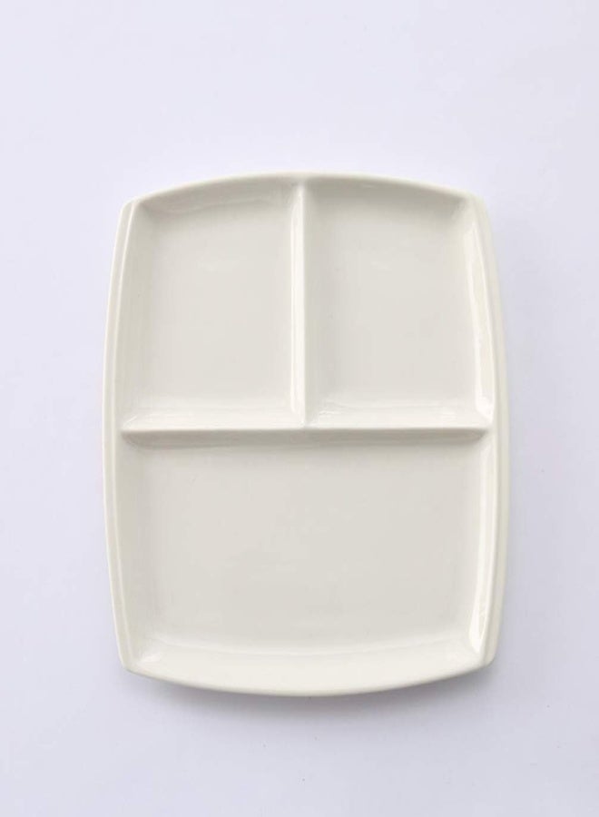 AKDC Hemoton Square Ceramic Divided Plate Three Compartments Fruit Dessert Porcelain Plate Tableware Divided Plate Tray Home Kitchen Decor (White) - Image 5