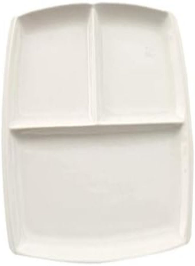 AKDC Hemoton Square Ceramic Divided Plate Three Compartments Fruit Dessert Porcelain Plate Tableware Divided Plate Tray Home Kitchen Decor (White) - Image 3