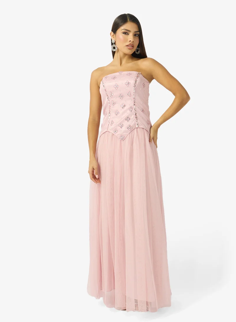 Corset Bodice Bead Embellished Evening Gown