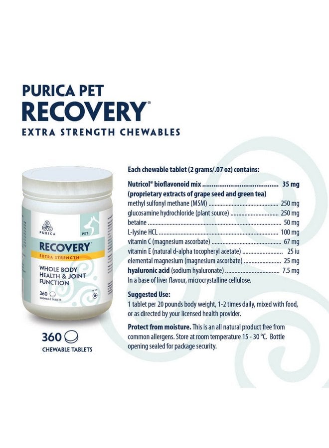 PURICA - Pet Recovery Extra Strength - Dog Supplement - Glucosamine Chews for Large & Small Breed Dogs - Hip & Joint Support - 360 Count (Pack of 1) - Image 4