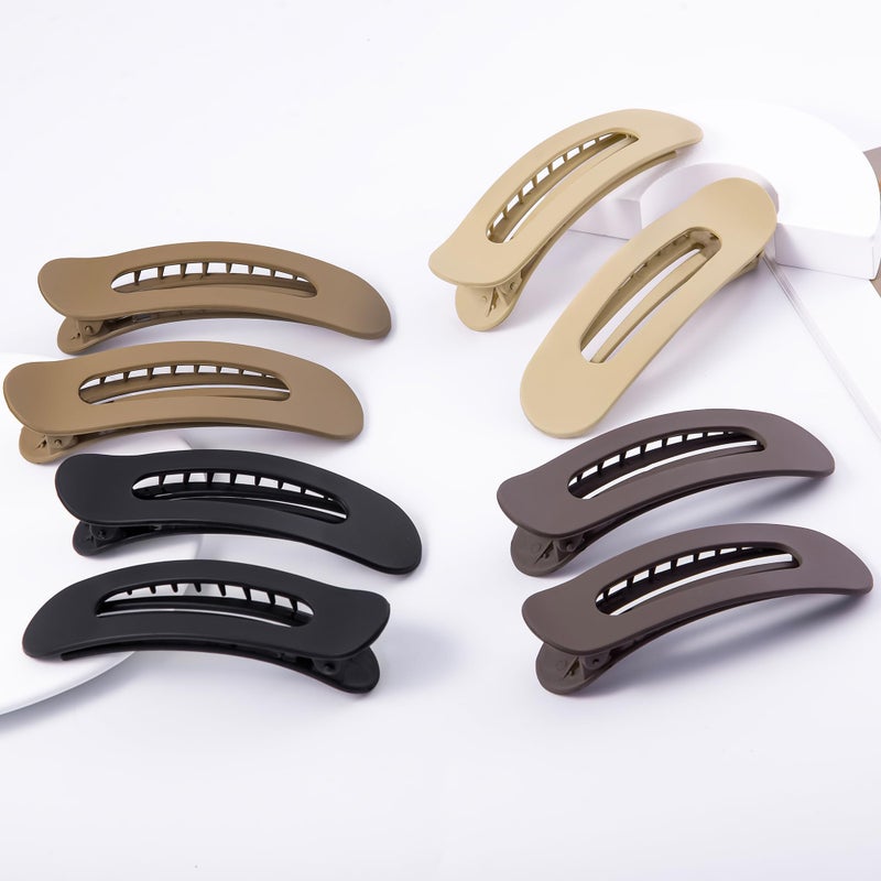 Cptots 8 Pcs Large Lay Flat Claw Clips for Women French Side Slide Barrettes for Thin Fine Hair Rectangle Alligator Hair Accessories,Matte Coffee Khaki Brown Black - Image 3