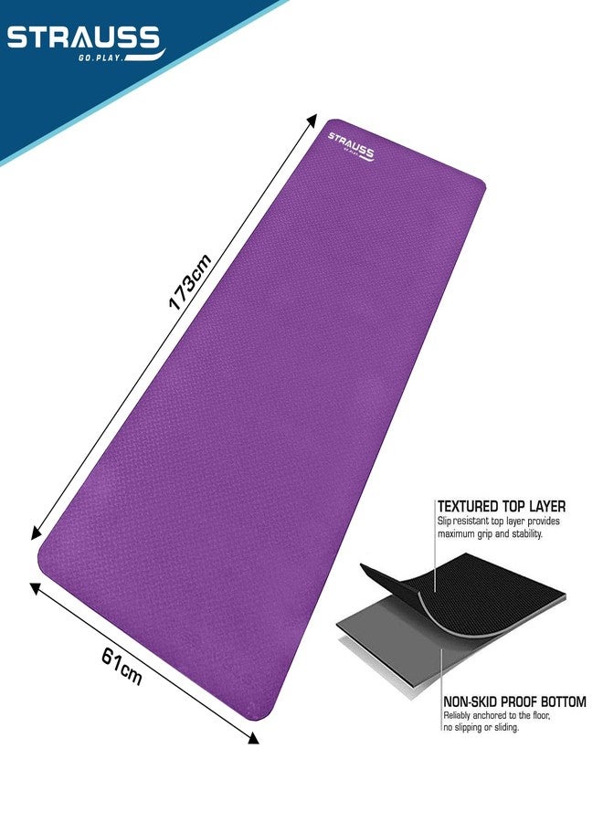 Strauss PE Eco-Friendly Yoga Mat, 6 mm (Purple) - Image 5