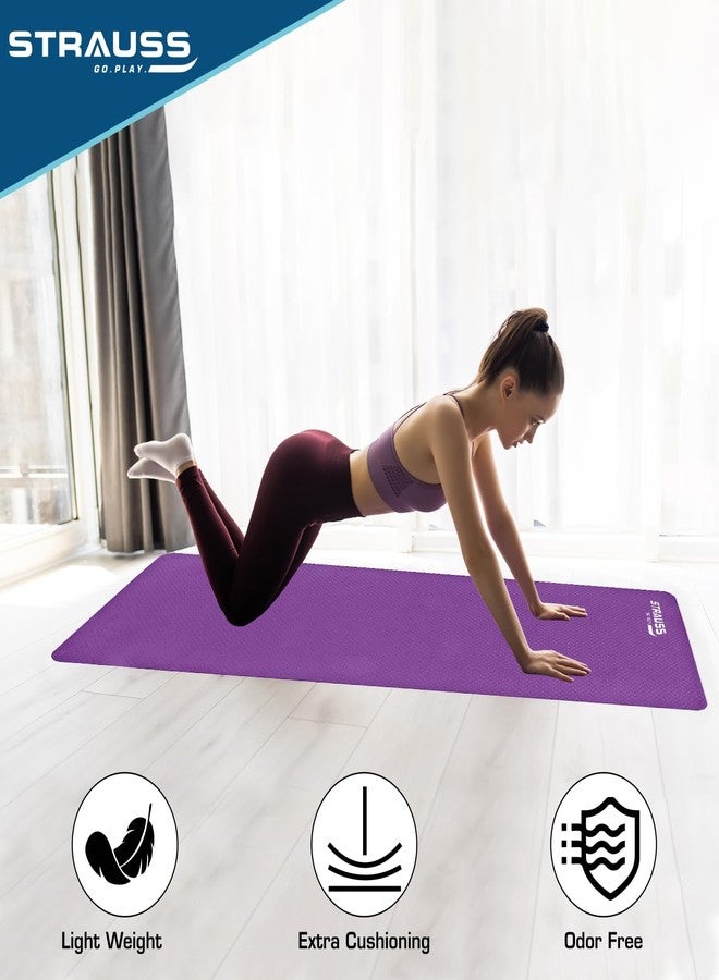 Strauss PE Eco-Friendly Yoga Mat, 6 mm (Purple) - Image 4