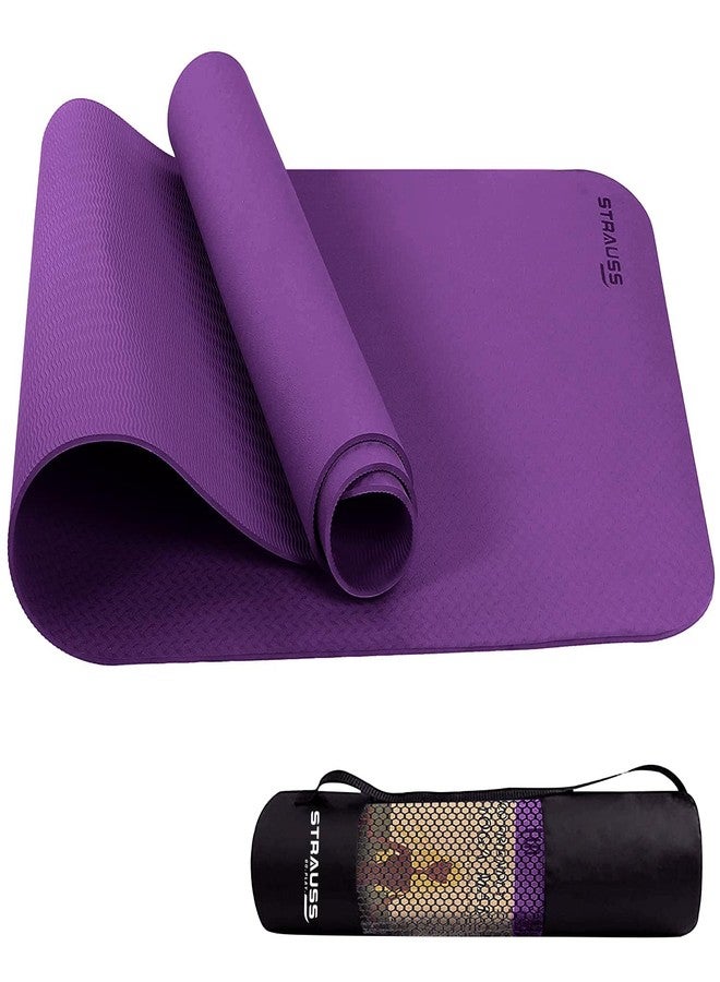 Strauss PE Eco-Friendly Yoga Mat, 6 mm (Purple) - Image 1