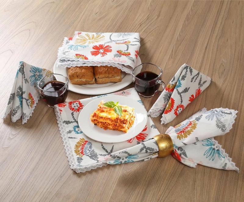 Bedding Craft Dinner Cloth Napkins  18x18 Inch Multicolor Lace Print Design Set of 12  Perfect for Table Dcor - Image 2