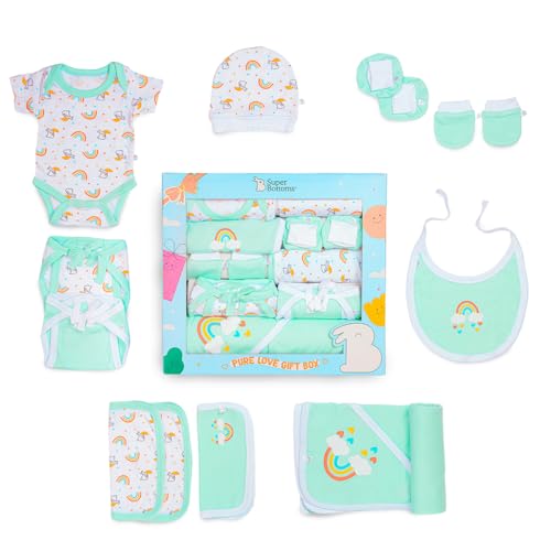 SuperBottoms New Born Baby Essentials Gift Box - 6 Pieces | 0-6 Months Baby Dress Clothes Combo | New Born Baby Dress | Rompers | Baby Kit | Baby Boy Girl Clothing Set | New Born Baby Gifts - Image 3