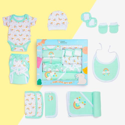 SuperBottoms New Born Baby Essentials Gift Box - 6 Pieces | 0-6 Months Baby Dress Clothes Combo | New Born Baby Dress | Rompers | Baby Kit | Baby Boy Girl Clothing Set | New Born Baby Gifts - Image 4