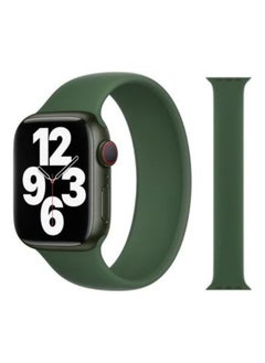 2-Pack Solo Loop Band Silicone Elastic Strap and Case for Apple Watch Series 7 45mm Medium Size Green