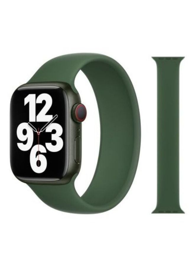 Generic - 2-Pack Solo Loop Band Silicone Elastic Strap and Case for Apple Watch Series 7 45mm Medium Size Green - Image 1