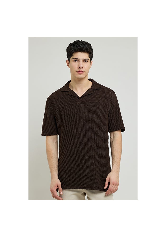 R&B Textured Polo T-Shirt with Short Sleeves - Image 1