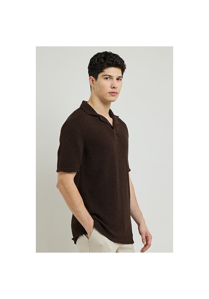R&B Textured Polo T-Shirt with Short Sleeves - Image 4