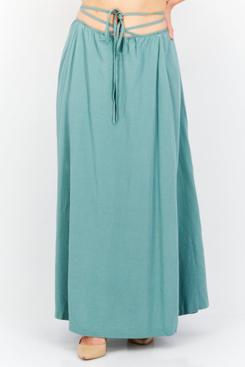 ASTR The Label Women Plain Maxi Skirt, Sage - Image 1