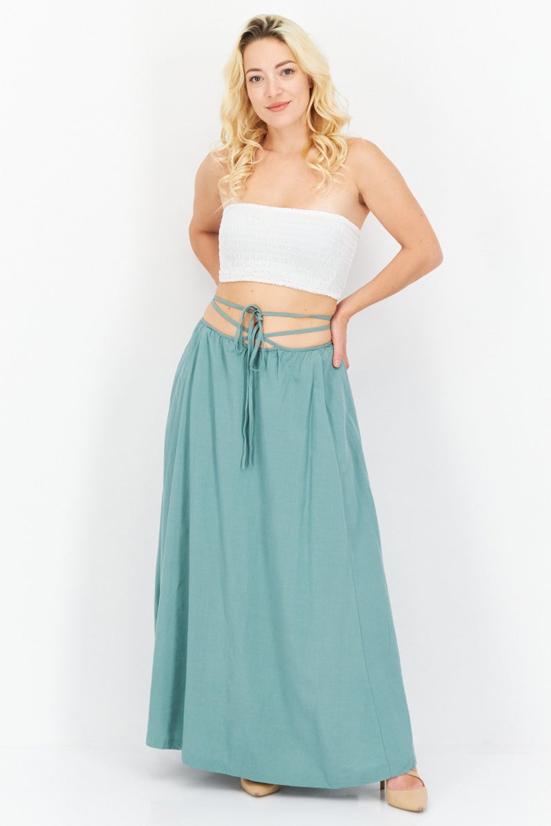 ASTR The Label Women Plain Maxi Skirt, Sage - Image 3