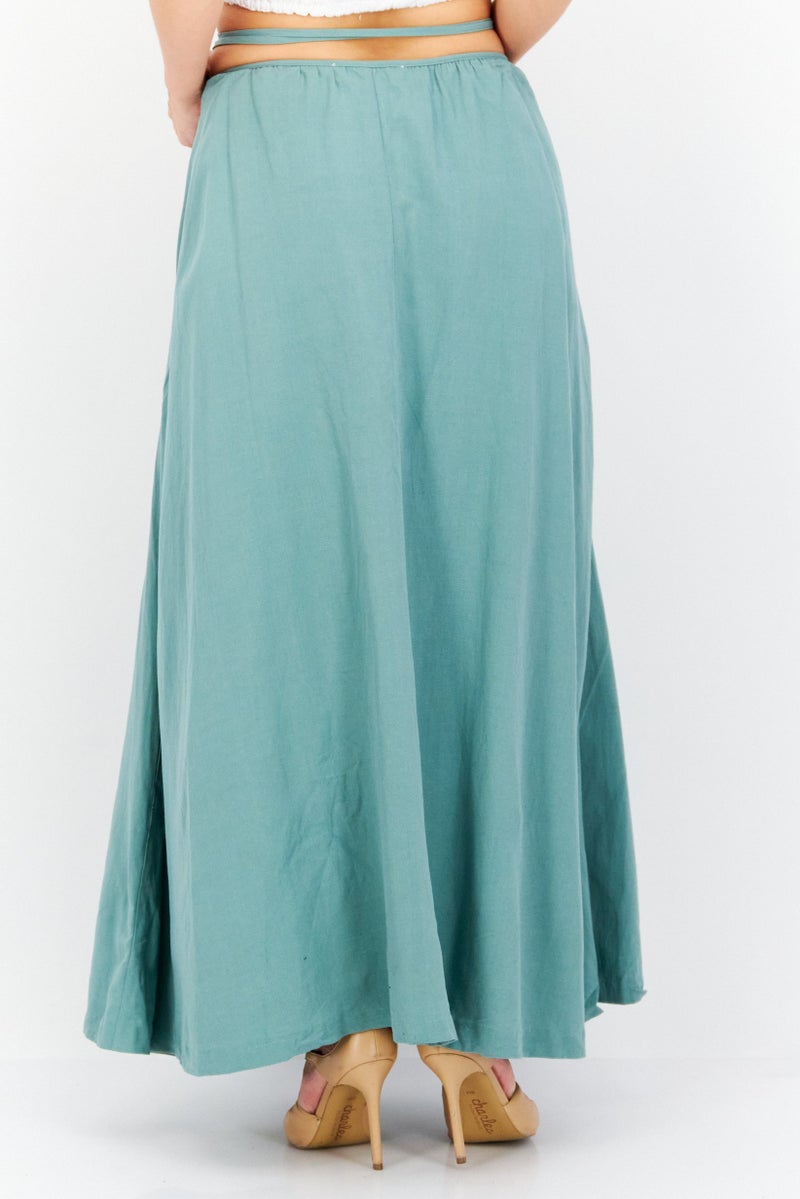 ASTR The Label Women Plain Maxi Skirt, Sage - Image 2