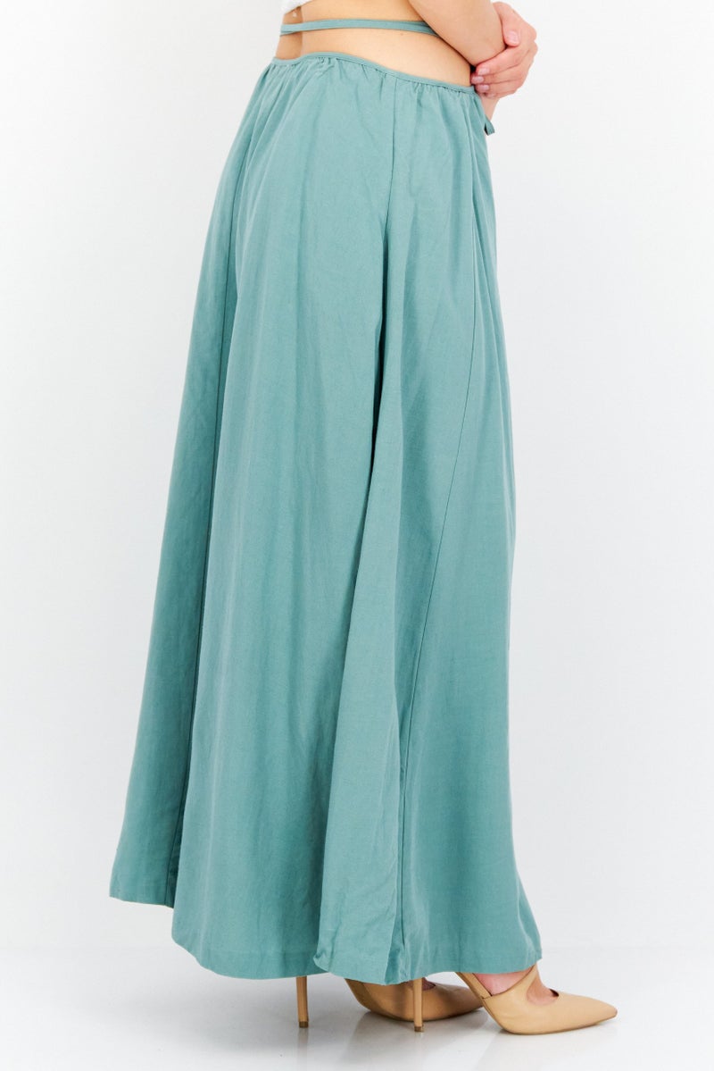 ASTR The Label Women Plain Maxi Skirt, Sage - Image 4