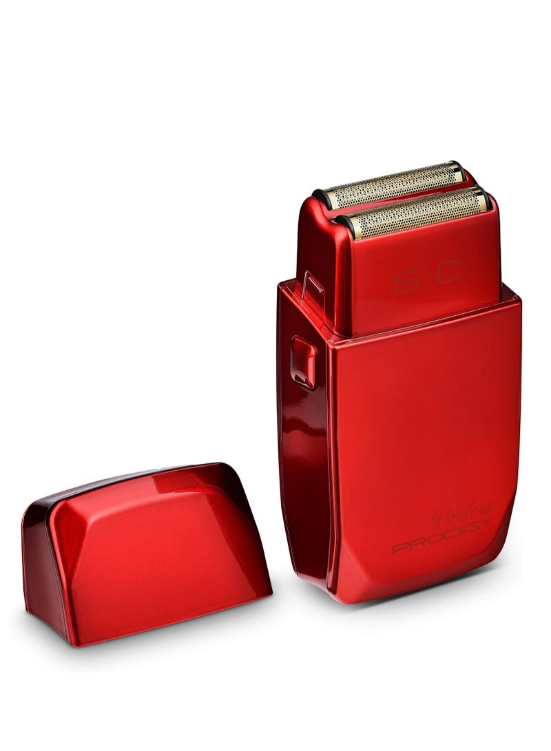 StyleCraft Prodigy Professional Cordless Hypoallergenic Gold Foil Shaver with Cap, Matte Metallic Red - Image 1