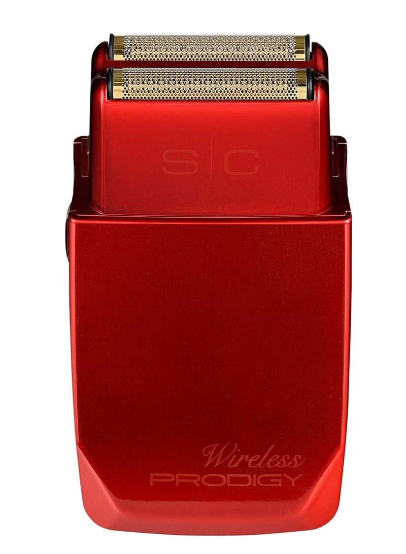 StyleCraft Prodigy Professional Cordless Hypoallergenic Gold Foil Shaver with Cap, Matte Metallic Red - Image 2