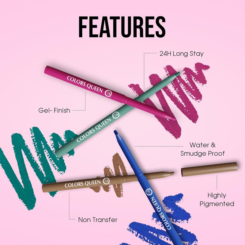 COLORS QUEEN COLORS QUEEN Extreme Color Kajal  02 True Red 04G  Smooth One Stroke Application Ultra Creamy Texture  Non Transfer Smudge Proof Water Proof Kajal  For Women Last Up To 16 Hrs - Image 3