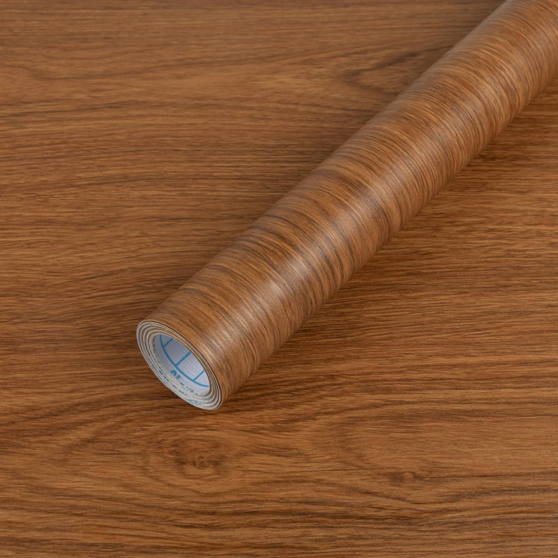 Abyssaly Wood Walnut Conntact Paper Peel and Stick Brown Wooden Grain Vinyl Wrap Wallpaper Roll Self Adhesive Kitchen Countertop Waterproof Wall Paper Removable Cabinet Wall Covering 1771x3937 - Image 2