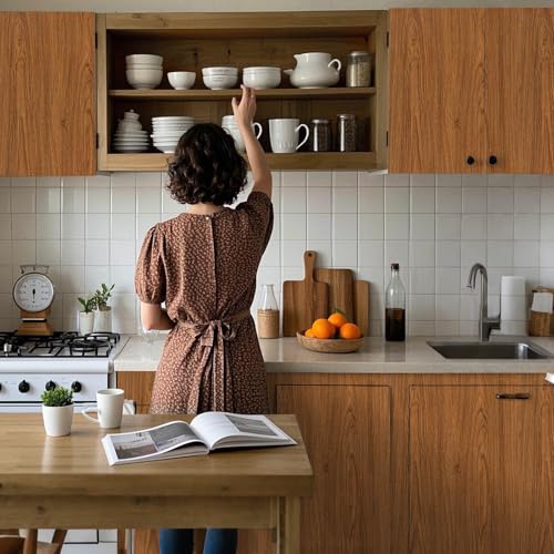 Abyssaly Wood Walnut Conntact Paper Peel and Stick Brown Wooden Grain Vinyl Wrap Wallpaper Roll Self Adhesive Kitchen Countertop Waterproof Wall Paper Removable Cabinet Wall Covering 1771x3937 - Image 3