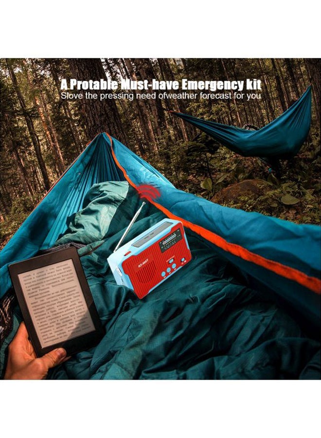 NIBEMINENT Solar Powered FM Radio RD666T Blue/Red  - Image 5