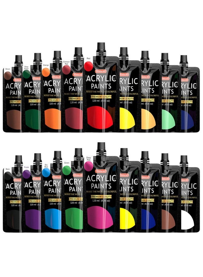 Shuttle Art Acrylic Paint 18 Colors Acrylic Paint Pouches (120Ml/4.06Oz) Artist Grade Acrylic Paint Set Rich Pigments Nontoxic For Artists Beginners And Kids On Rocks Crafts Canvas Wood Ceramic  - Image 1