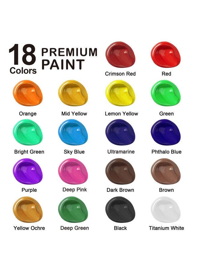 Shuttle Art Acrylic Paint 18 Colors Acrylic Paint Pouches (120Ml/4.06Oz) Artist Grade Acrylic Paint Set Rich Pigments Nontoxic For Artists Beginners And Kids On Rocks Crafts Canvas Wood Ceramic  - Image 3