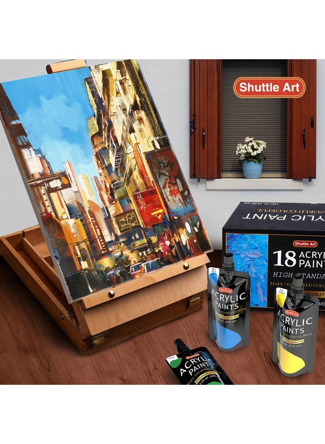 Shuttle Art Acrylic Paint 18 Colors Acrylic Paint Pouches (120Ml/4.06Oz) Artist Grade Acrylic Paint Set Rich Pigments Nontoxic For Artists Beginners And Kids On Rocks Crafts Canvas Wood Ceramic  - Image 5