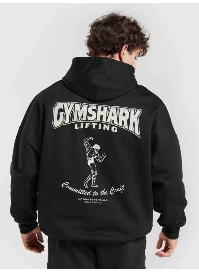 جيمشارك هودي واسع بأكمام طويلة بغطاء رأس، رياضي، تصميم أوروبي أمريكي، مناسب للتمارين الرياضية - Image 1