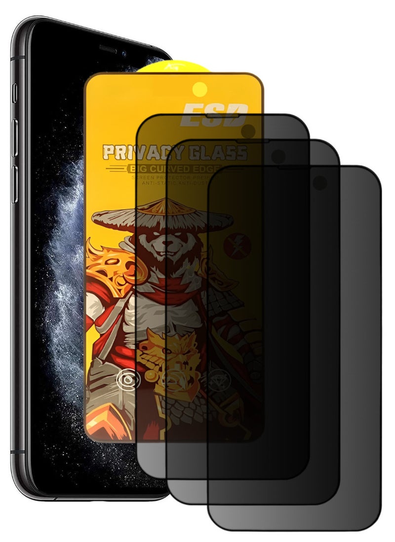 ESD 3 Pieces Tempered Dustproof Privacy Glass Screen Protector Compatible For iPhone 11 Pro Max - Image 1