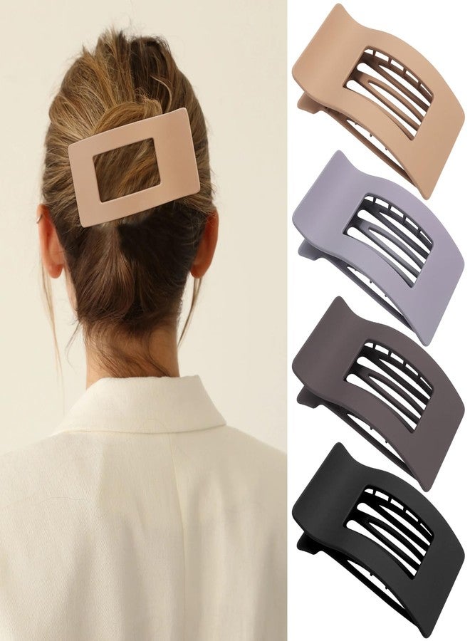 Velscrun Flat Hair Clips for Women Girls, Matte Lay Flat Claw Clips, Strong Hold Large Side Hair Clip All Hair Types, French Duck Billed Hair Jaw Claw Clip, Non Slip Grip for Daily Styling Brown - Image 1