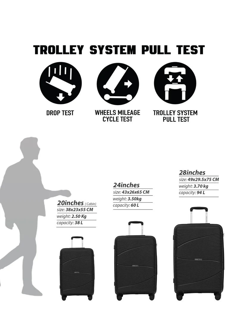 بارا جون Parajohn 3 Piece PU Hardside Trolley Luggage Set With 360° Spinner 4 Wheels, 20 Inch Cabin, 24 Inch Medium & 28 Inch Large Travel Suitcase Set