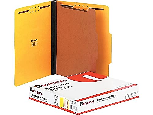 Universal Bright Colored Pressboard Classification Folders, 2" Expansion, 1 Divider, 4 Fasteners, Letter Size, Yellow Exterior, 10/Box - Image 5