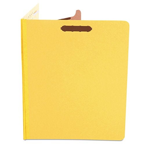 Universal Bright Colored Pressboard Classification Folders, 2" Expansion, 1 Divider, 4 Fasteners, Letter Size, Yellow Exterior, 10/Box - Image 1