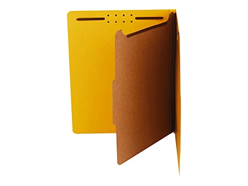 Universal Bright Colored Pressboard Classification Folders, 2" Expansion, 1 Divider, 4 Fasteners, Letter Size, Yellow Exterior, 10/Box - Image 4