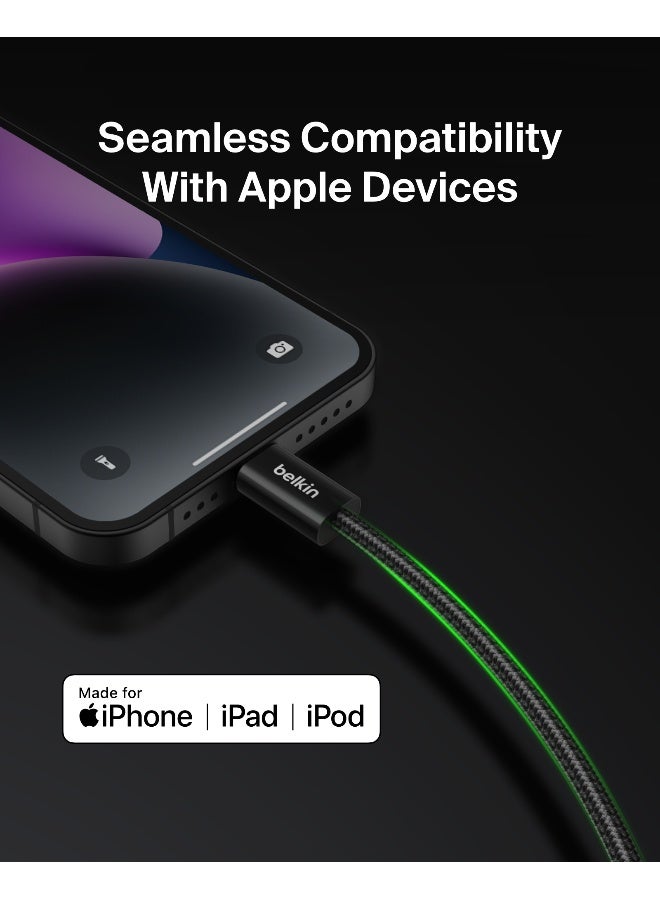 belkin 2-Pack Braided USB-C Cable with Lightning Connector 5ft - Soft, Flexible Fast-Charging Cable, Lightning Charger Cord for iPhone 14 & Earlier Series, iPad 9th Gen, & AirPods - Black black - Image 4