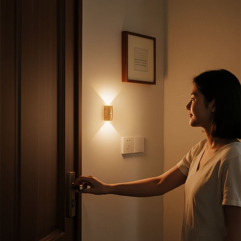 والون نات وود غرين سمارت LED وول لايت مع حساس حركة USB قابل للشحن ضوء ليلي تلقائي - Image 5