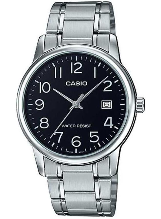 Casio Men's Black Dial Stainless Steel Band Watch - MTP-V002D-1BUDF, Analog - Image 1