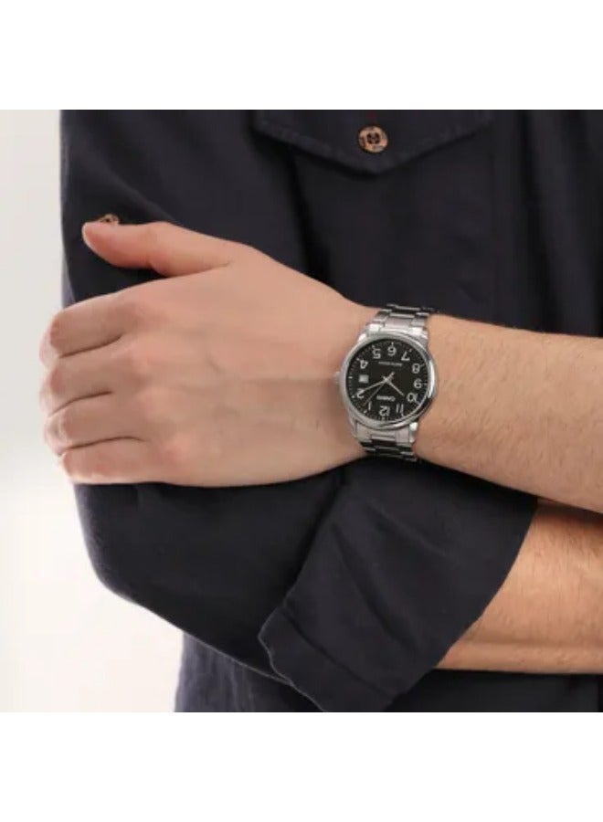 Casio Men's Black Dial Stainless Steel Band Watch - MTP-V002D-1BUDF, Analog - Image 2