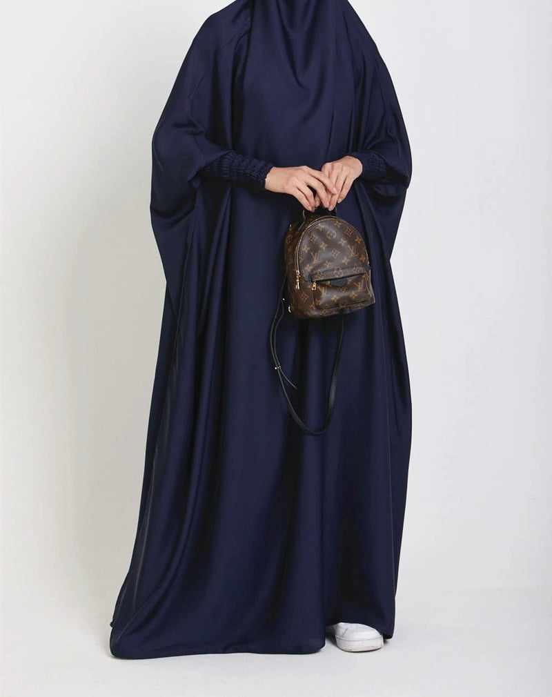 Elegant Solid Color Long Robe for Women Dark blue 