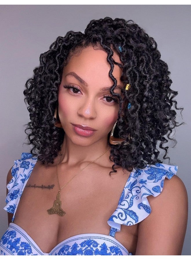 دورساني شعر كروشيه Goddess Locs بطول 10 بوصات، 7 عبوات من شعر كروشيه Boho Faux Locs للنساء ذوات البشرة السوداء، خصلات كروشيه ملفوفة مسبقًا بأطراف مجعدة (#1B) - Image 1