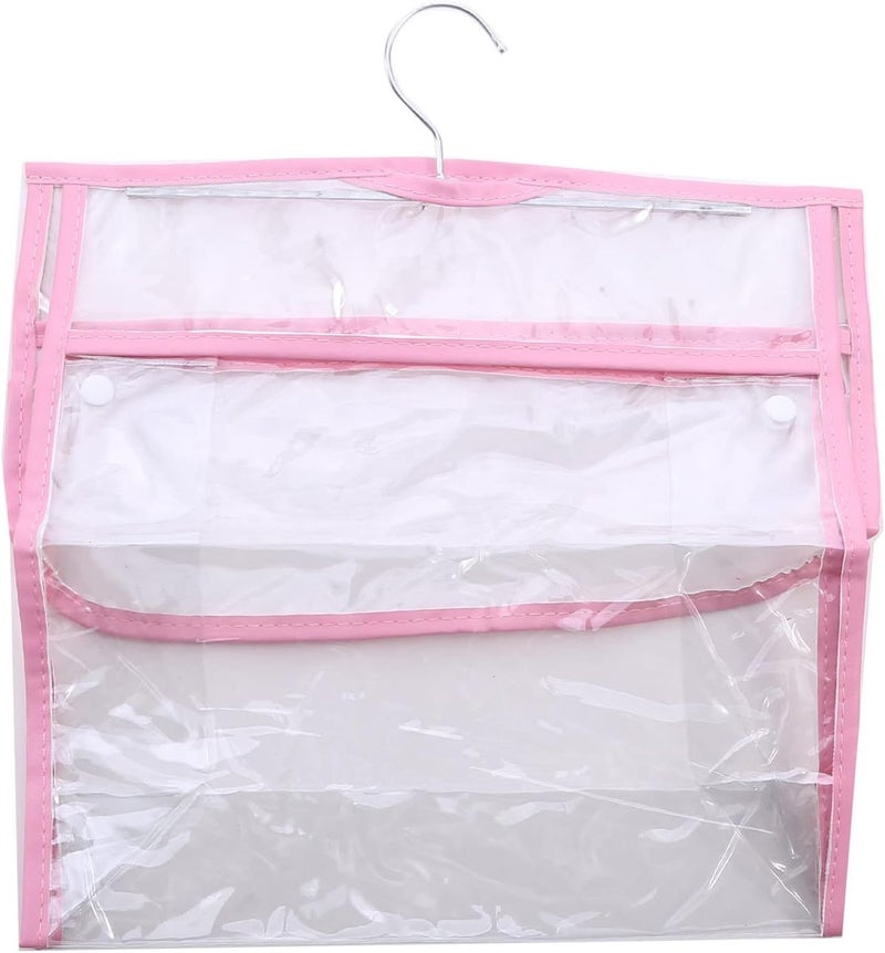 cheekyglo Clear PVC Hanging Storage Organizer for Bathroom Shower - Waterproof Wall Mounted Bag for Towels, Clothes, Makeup, Pink - Image 2